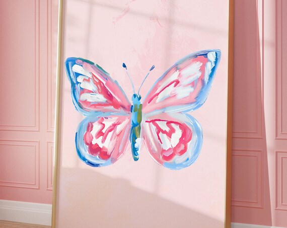 Butterfly Print, Coquette Preppy Nursery Art Print