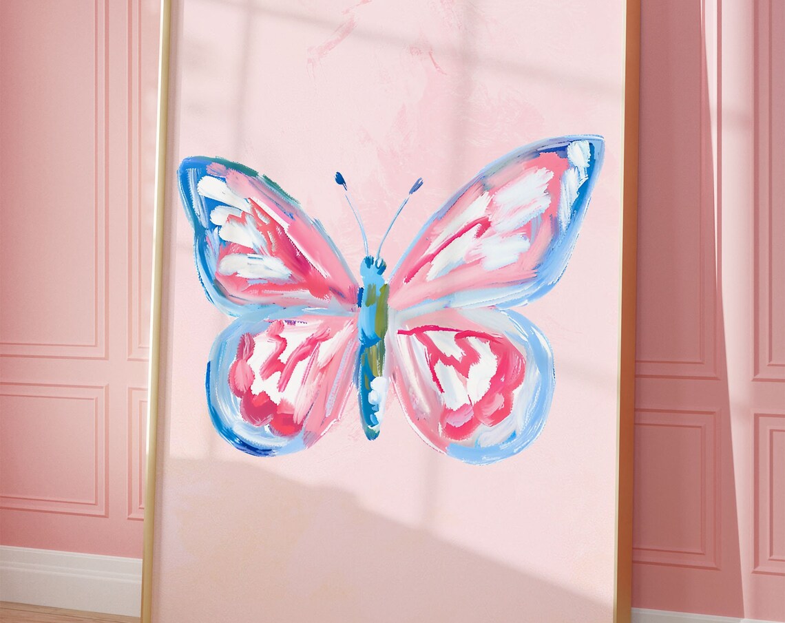 Butterfly Print, Coquette Preppy Nursery Art Print