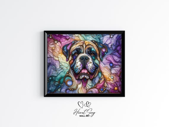 Cane Corso Dog Painting Rustic Abstract Wall Art In Modern Alcohol Ink Finish For Decor Lovers 840