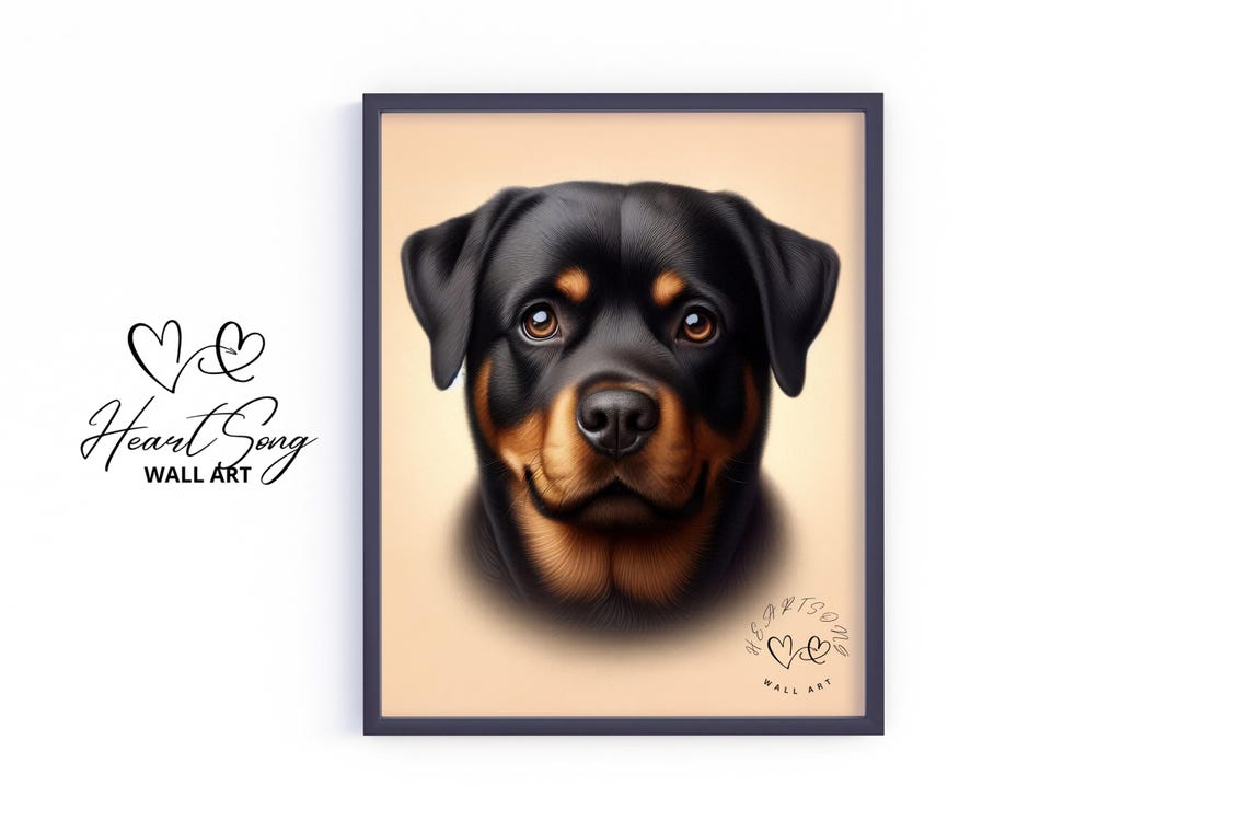 Rottweiler Moody Rustic Portrait Earthy Warm Dog Lover Poster