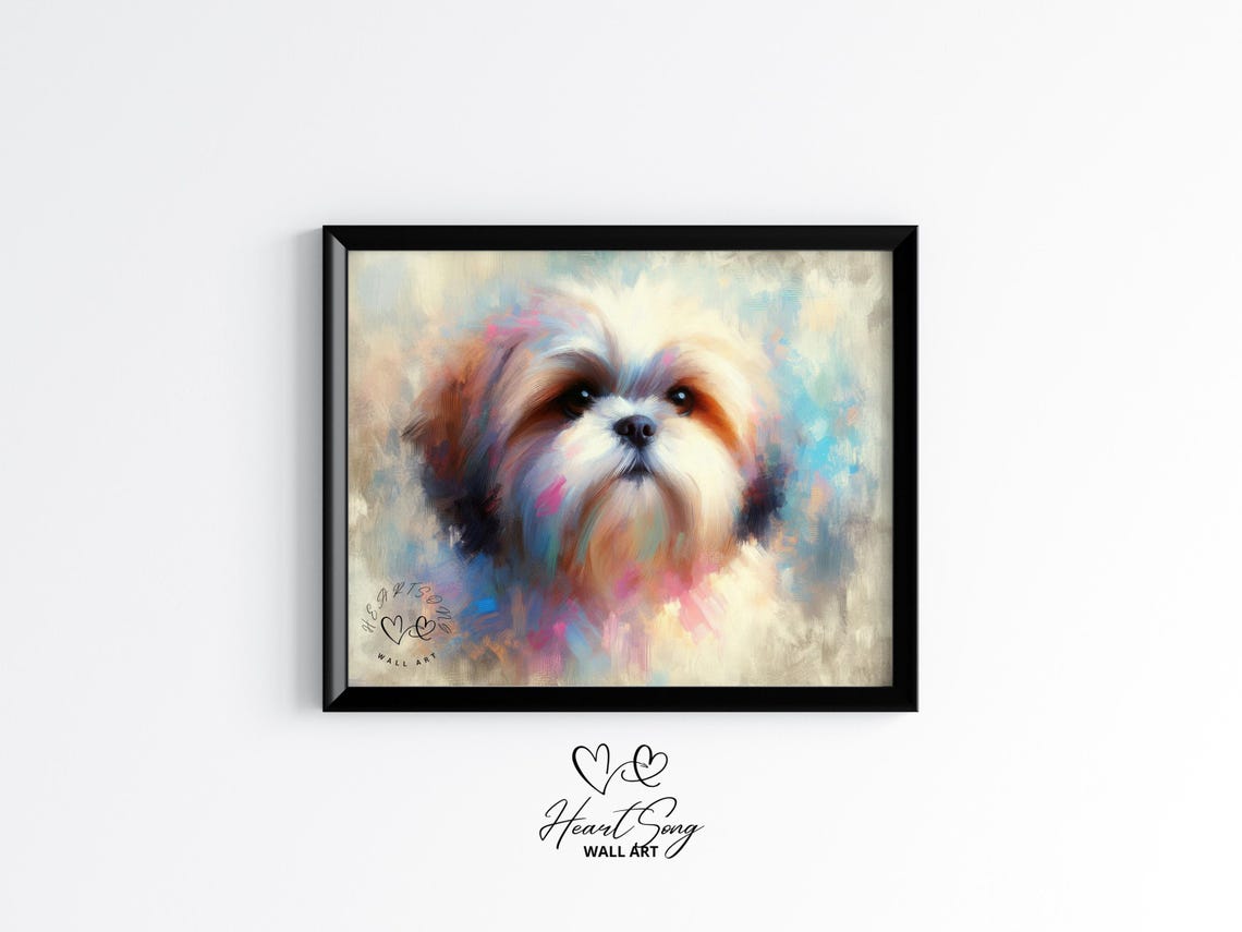 Shih Tzu Watercolor Dog Portrait Soft Pastel Pet Lover Poster