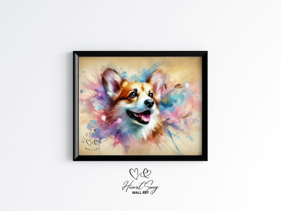 Corgi Dog Wall Art Colorful Watercolor Pet Portrait Bold Abstract Painting Expressive Animal Print 41
