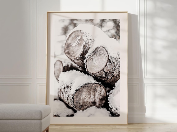 Wood Stack Winter Nature Photography Poster