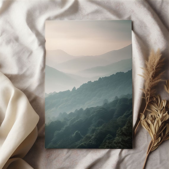 Forest In The Fog Poster Photography Of A Forest Covered Hilly Landscape In The Fog
