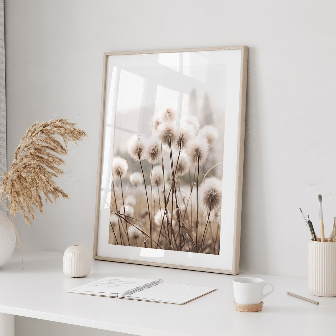 White Cotton Grass Seed Heads Glowing in Soft Light Nature Poster - Image 4