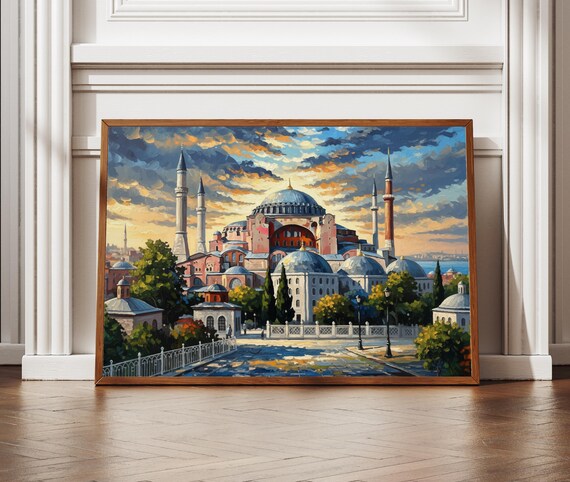 Hagia Sophia Textured Style Art Print, Istanbul