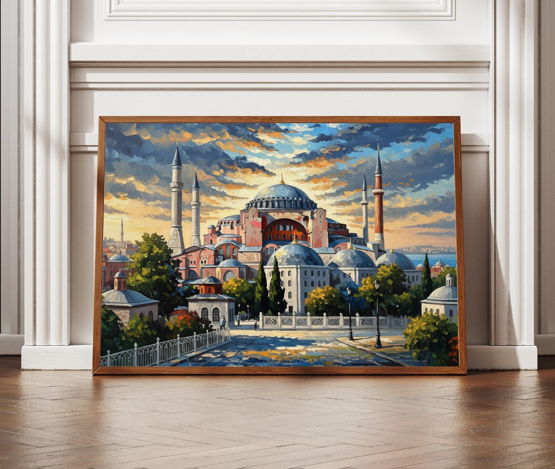 Hagia Sophia Textured Style Art Print, Istanbul