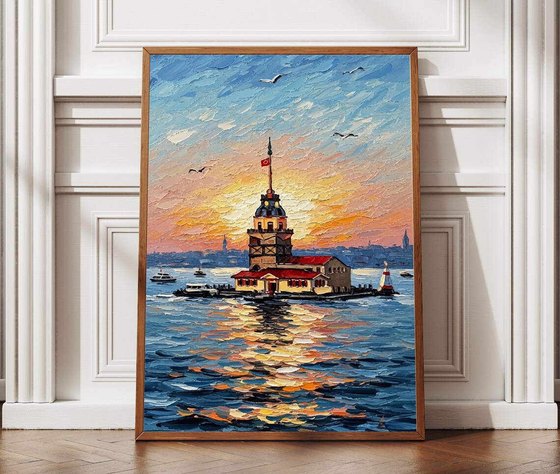 Maidens Tower Istanbul Travel Poster, Bosphorus