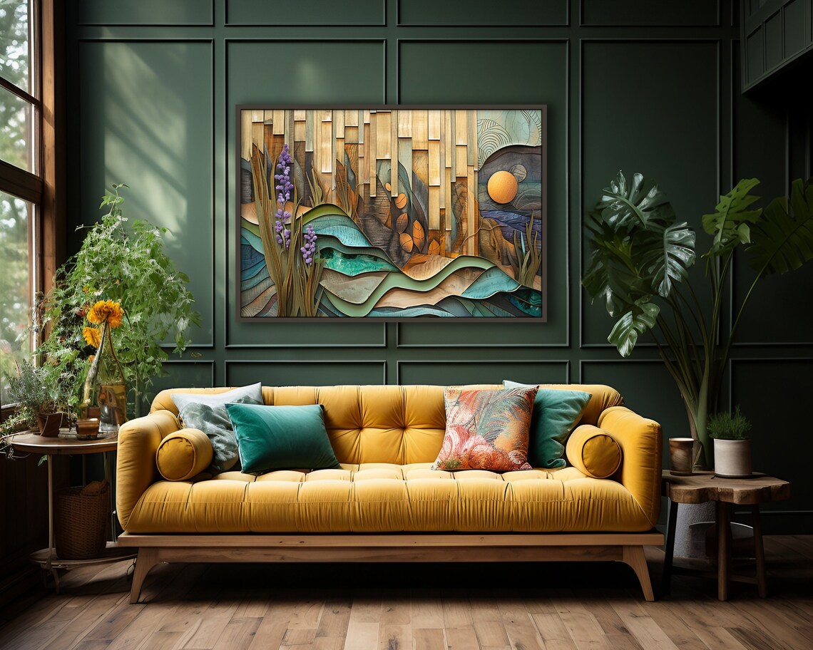 Abstract Nature Landscape Art Print, Modern Surreal Woodgrain - Image 2