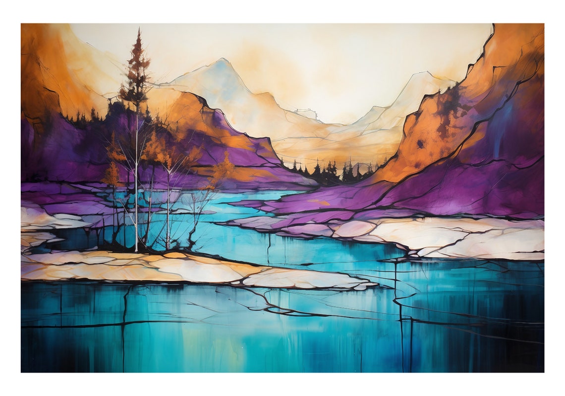 Abstract Landscape Wall Art Nature Inspired Print Bold Orange Teal Purple Poster Home Decor Modern Art Home Office Decor Focal Point - Image 4