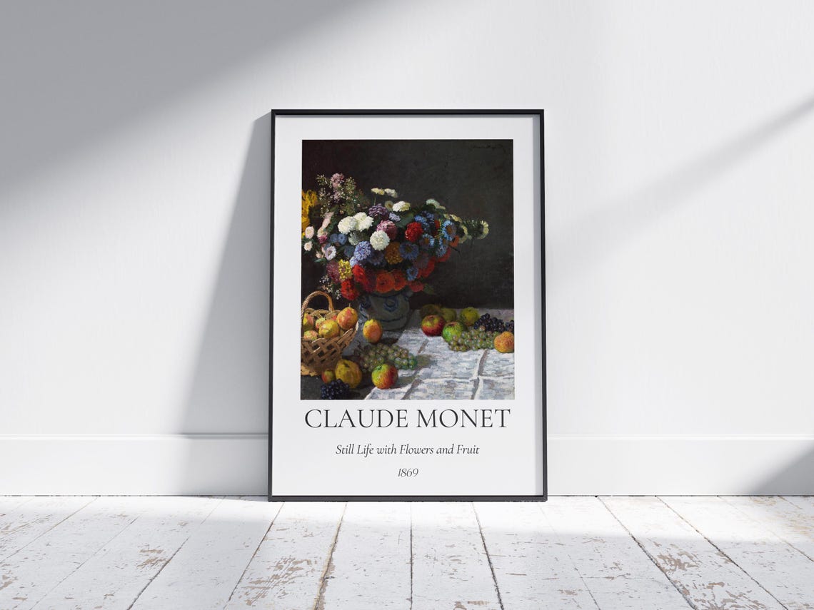 Claude Monet Still Life Flowers And Fruit 1869 Exhibition Wall Art - Image 6