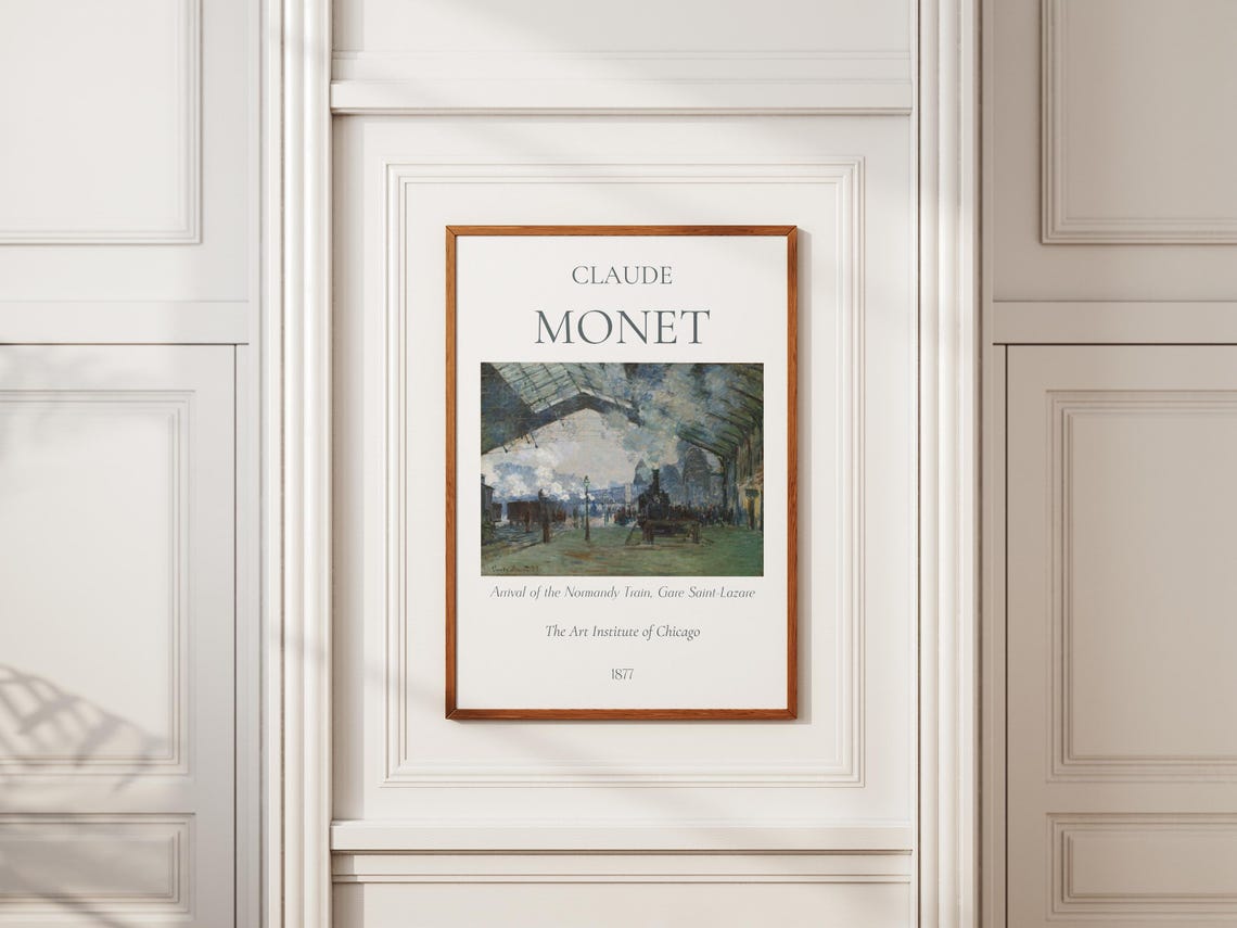 Claude Monet Art Print Normandy Train Gare Saint Lazare Monet Exhibition Poster Monet Paintings Famous Artist Poster Impressionist Art - Image 3
