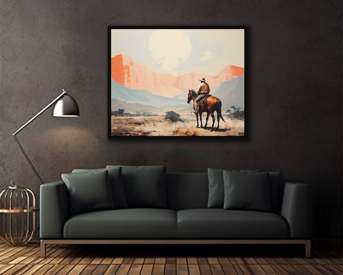 Southwest Cowboy Abstract Art Print Western Living Room Decor Bedroom Art Home Decor Over The Bed Art Ranch Home Decor Desert Wall Art - Image 3