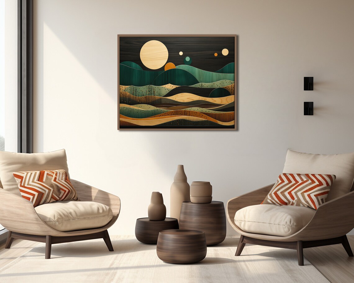 Abstract Landscape Earth Elements Boho Art Print - Image 3