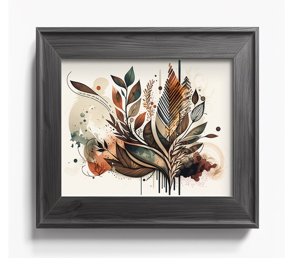 Boho Abstract Botanical Art Print, Neutral Earth Tones - Image 4