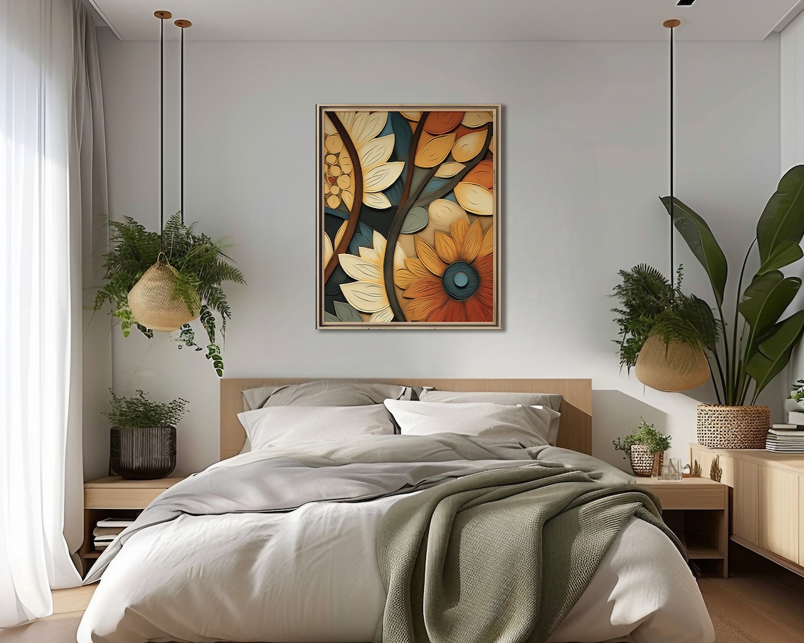 Abstract Sunflower Boho Botanical Poster Print - Image 2
