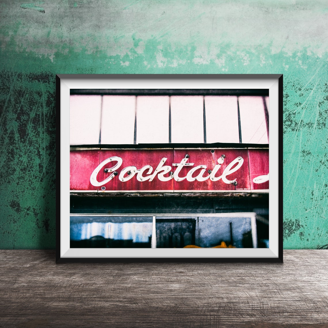Vintage Red Cocktail Neon Sign Bar Lounge Decor Photo Poster