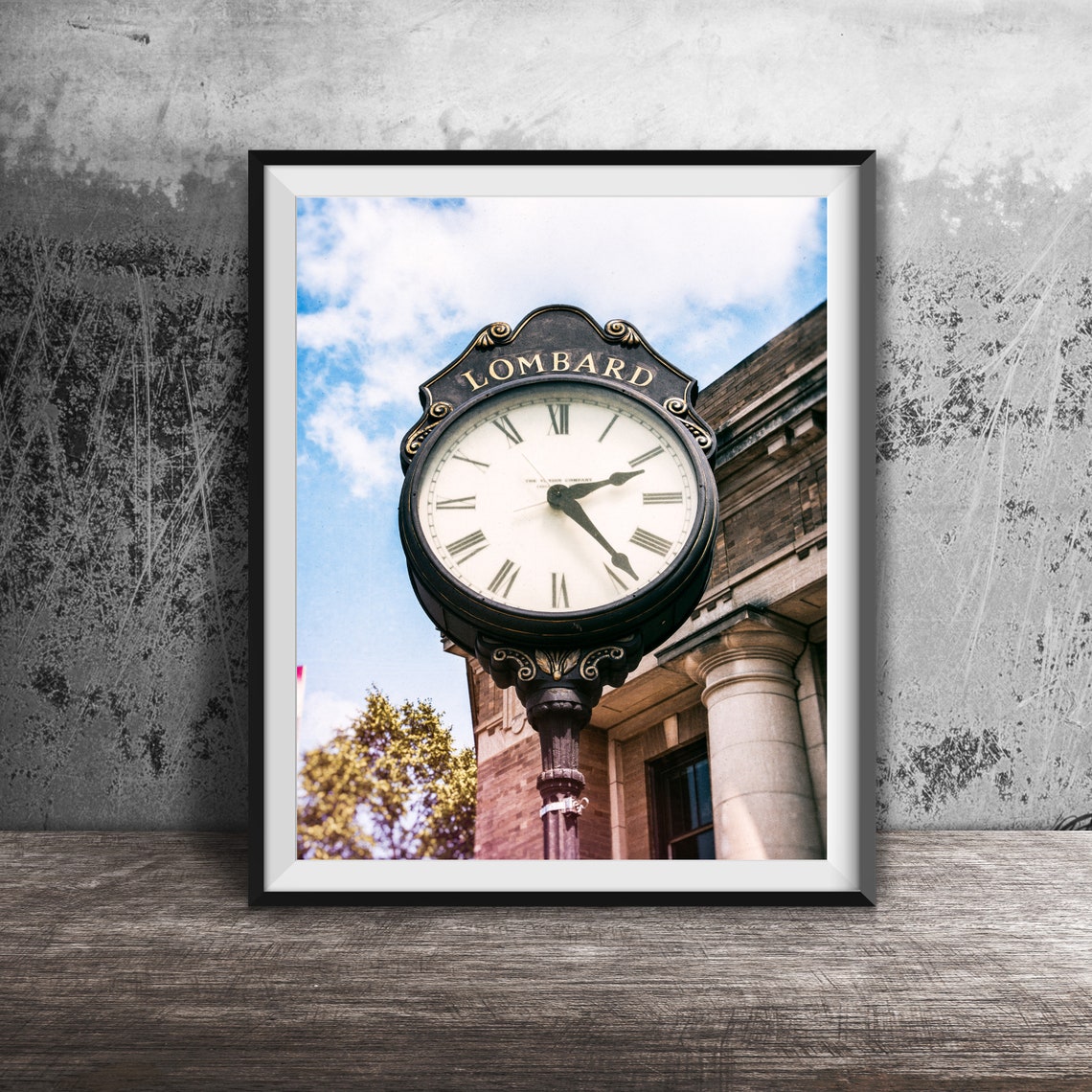Lombard Illinois Ornate Street Clock Town Square Landmark Poster