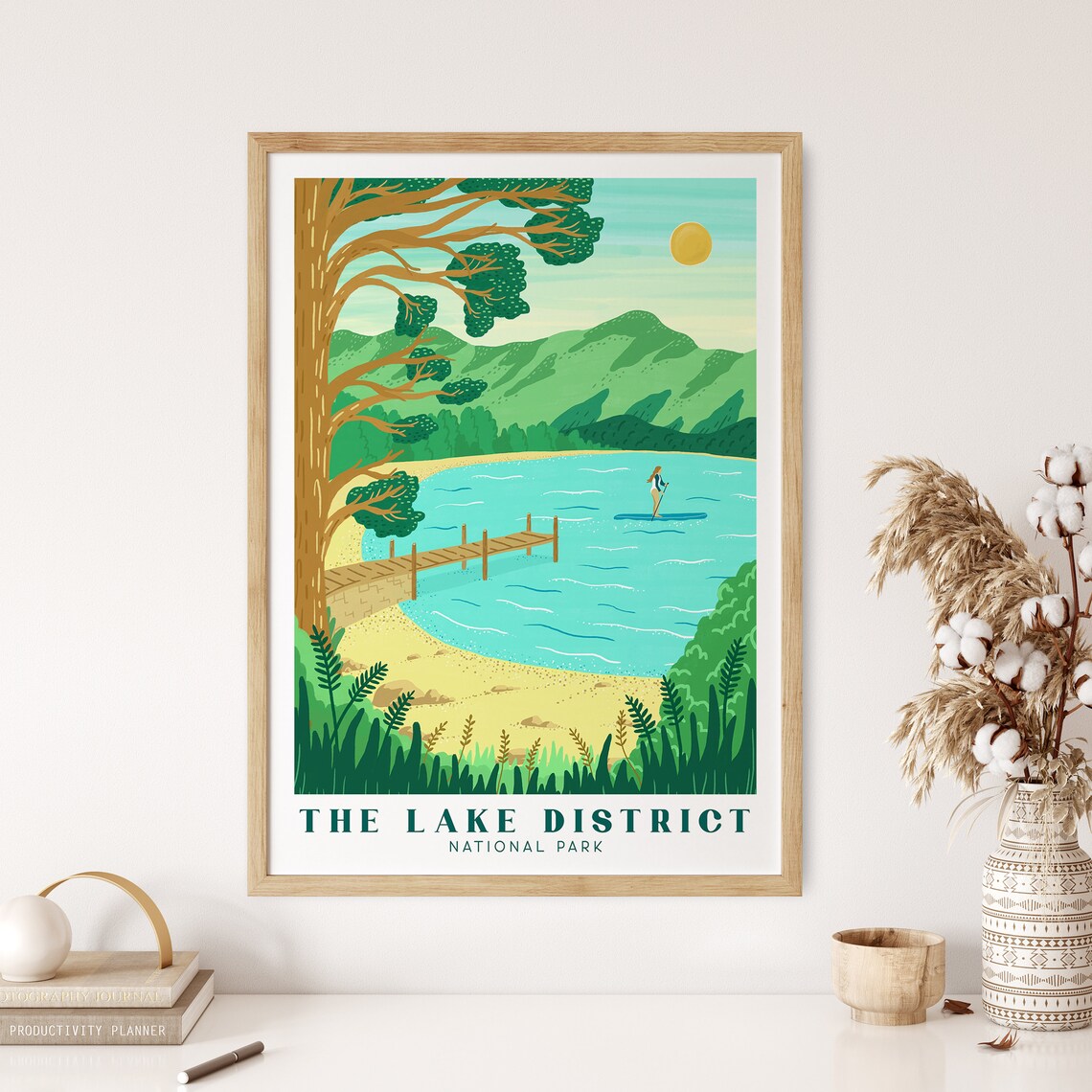 Lake District National Park Travel Poster, Derwentwater