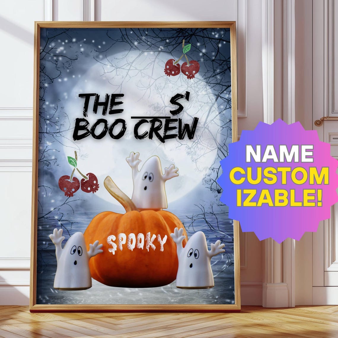 Custom Family Boo Crew Halloween Ghost Pumpkin Spooky Name Poster