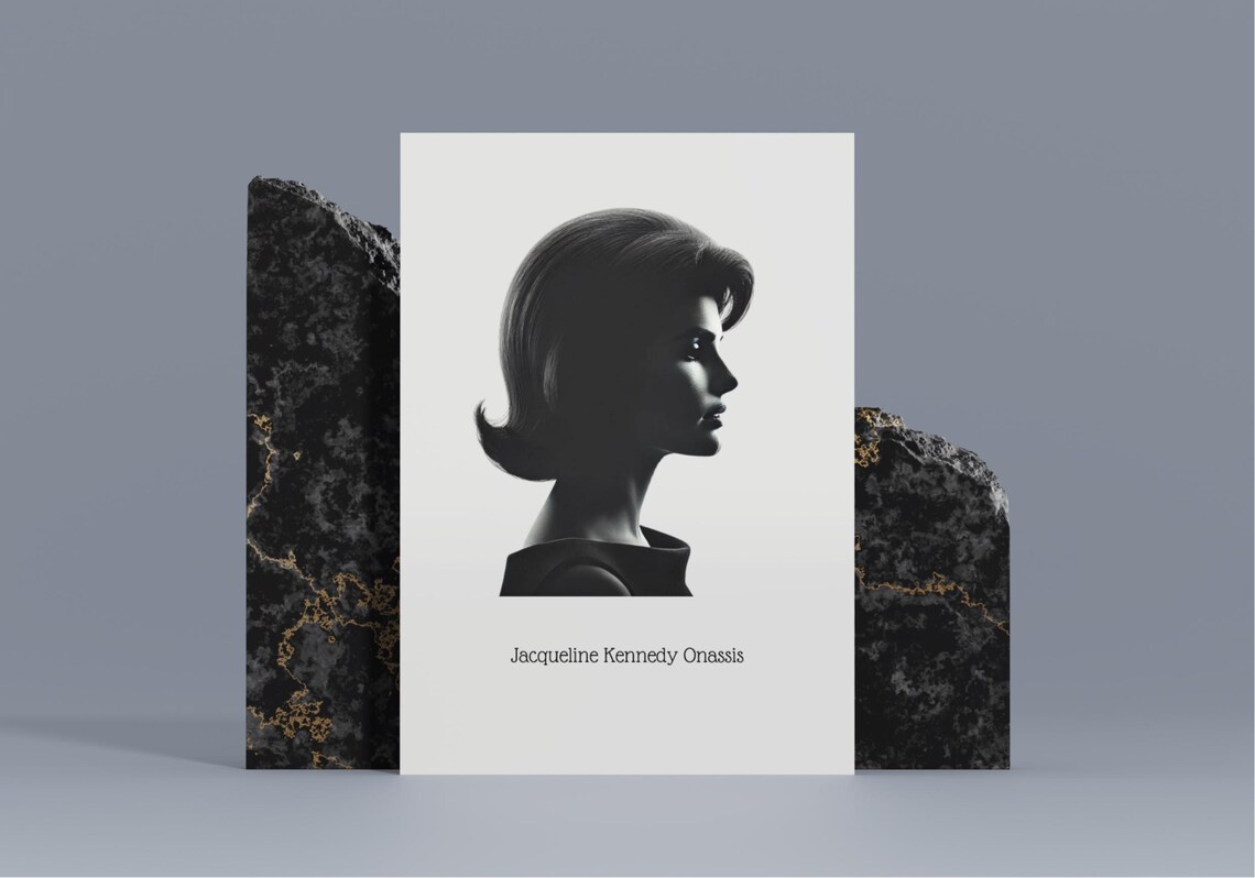 Jacqueline Kennedy Onassis Silhouette Profile Portrait Poster - Image 4