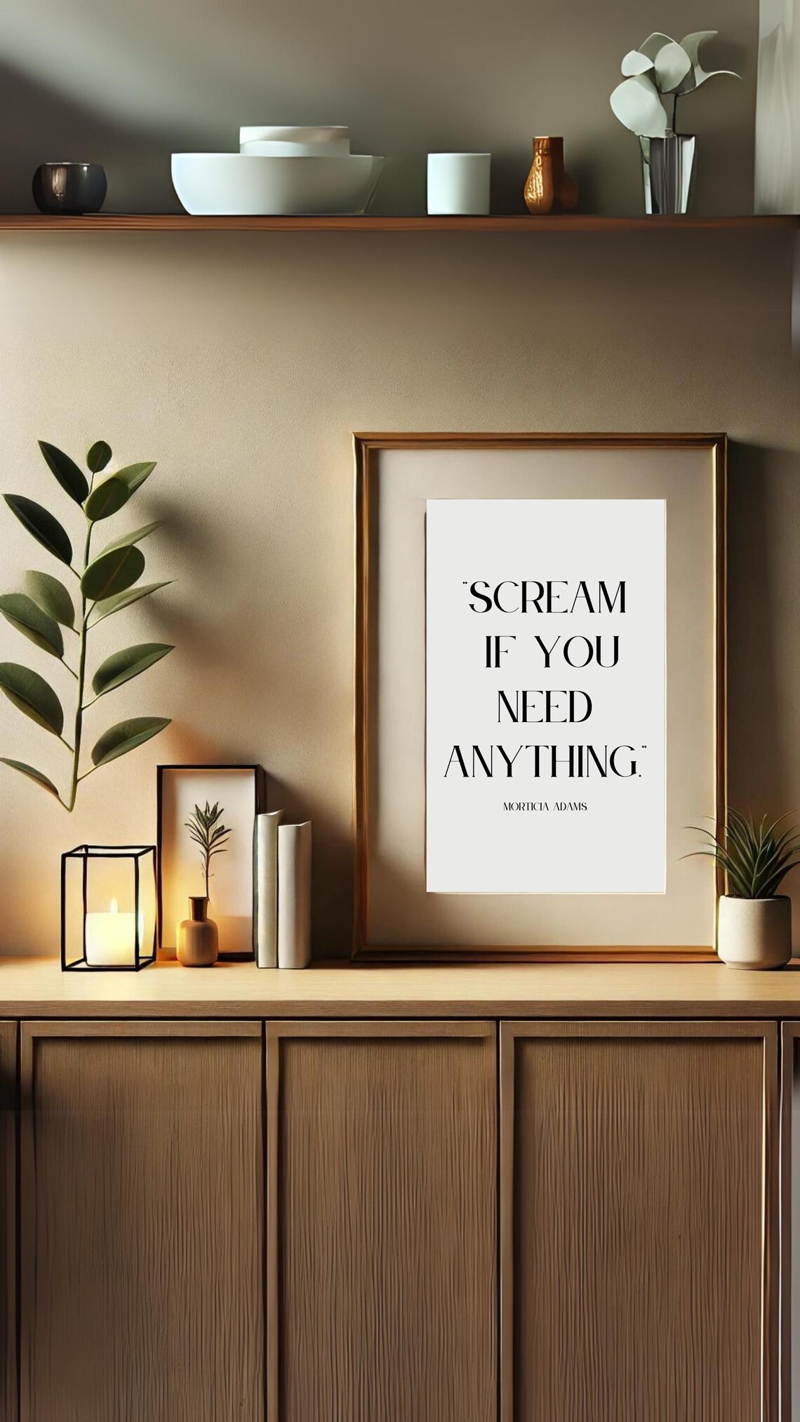 Morticia Adams Scream If You Need Anything Gothic Quote Poster - Image 4