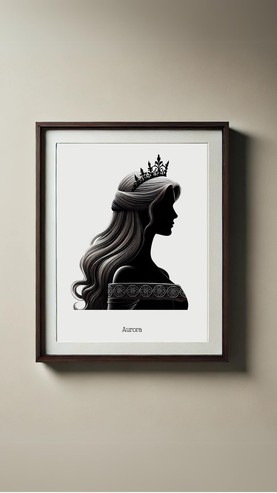 Princess Aurora Silhouette Portrait Fairytale Wall Art For Instant