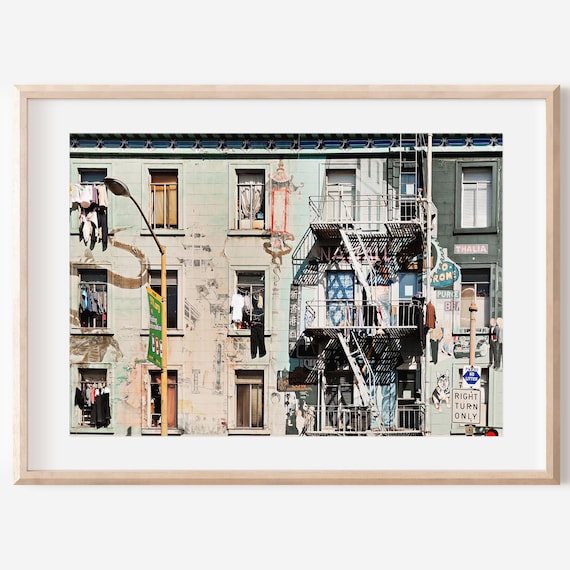 Vintage Fire Escape Tenement Building Urban Street Photo Print