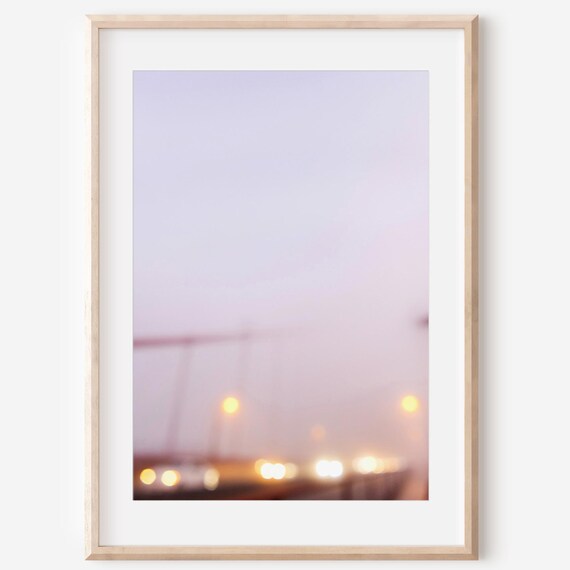 Dreamy Blurred Golden City Lights in Soft Fog Pastel Bokeh Poster