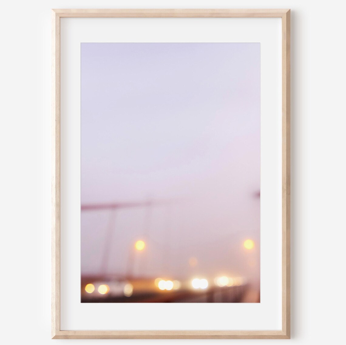 Dreamy Blurred Golden City Lights in Soft Fog Pastel Bokeh Poster