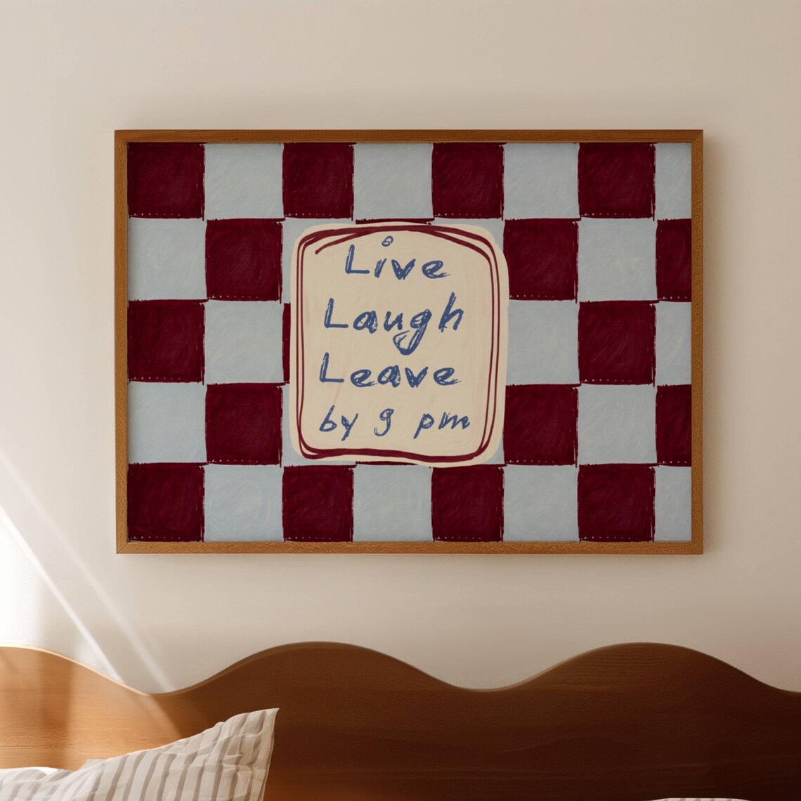 Live Laugh Leave By 9pm Quote Poster, Funny Typography