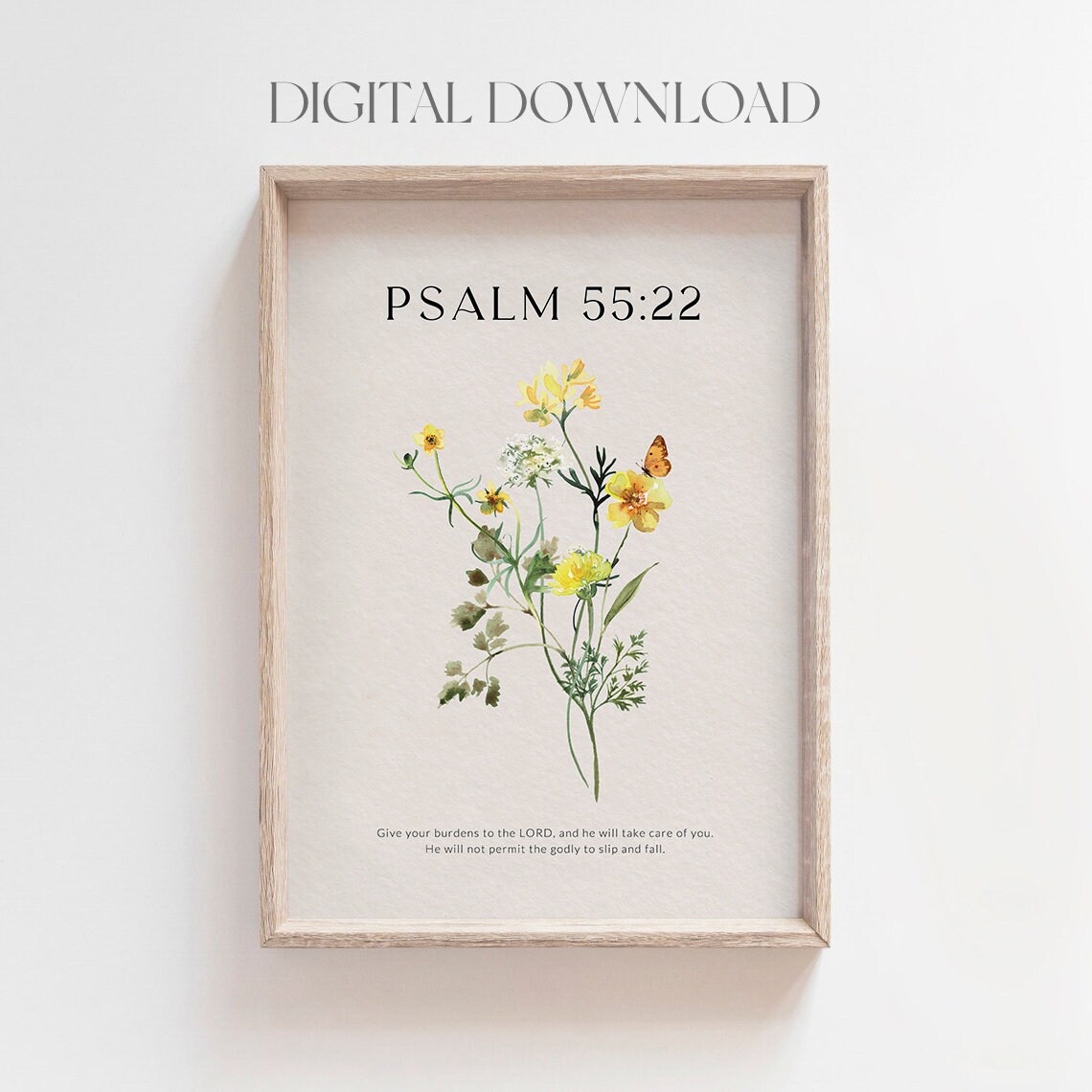 Psalm 55 22 Give Your Burdens to the Lord Yellow Wildflower Poster - Image 3