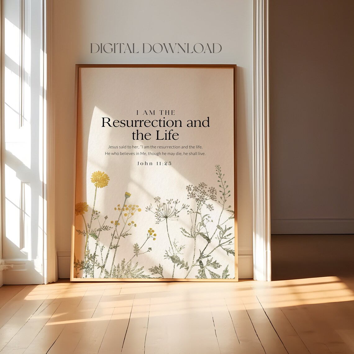 I Am The Resurrection And Life John 1125 The I Am Statements Of Jesus Christian Wall Art Bible Verse Wall Art Wildflower Art - Image 4