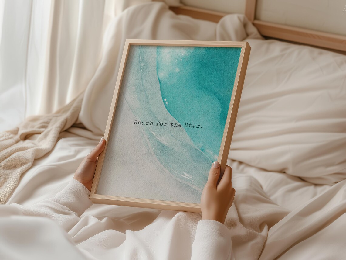 Reach For The Star Watercolor Typography Inspirational Quote Poster - Image 3