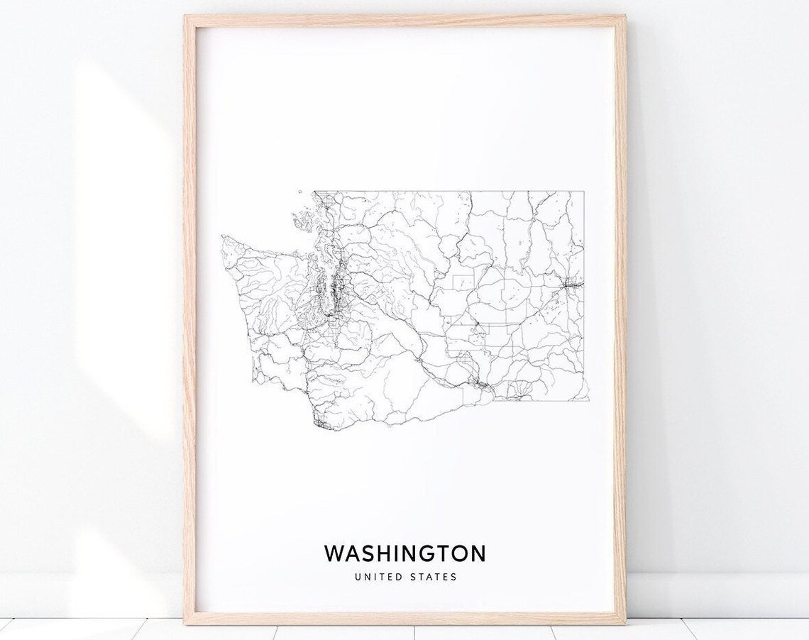 Washington Map Print, Modern Wall Art Poster