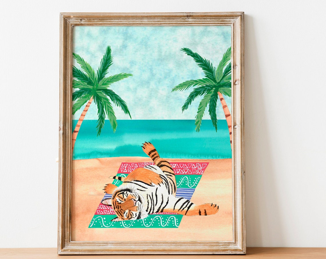 Tiger Art Print, Jungle Illustration Poster