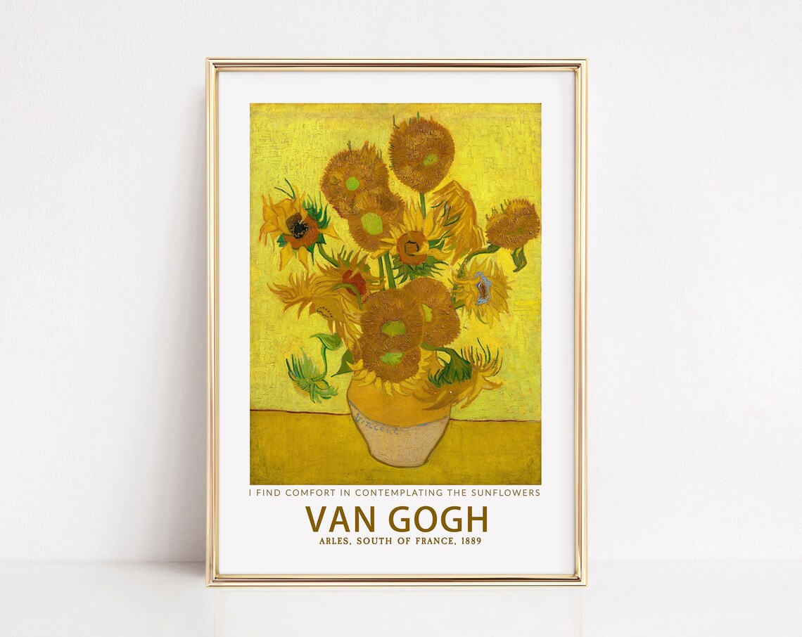 Van Gogh Sunflowers Arles 1889 Classic Art Reproduction Poster