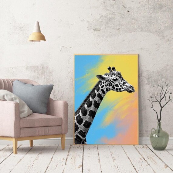 Vibrant Giraffe Wall Art Modern Unframed Poster For Living Room Office Nursery