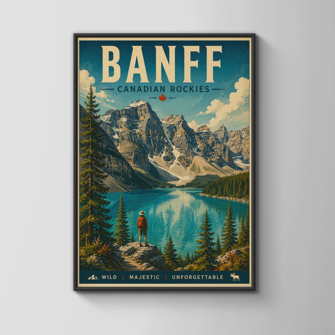 Banff National Park Vintage Travel Poster, Mountain Lake