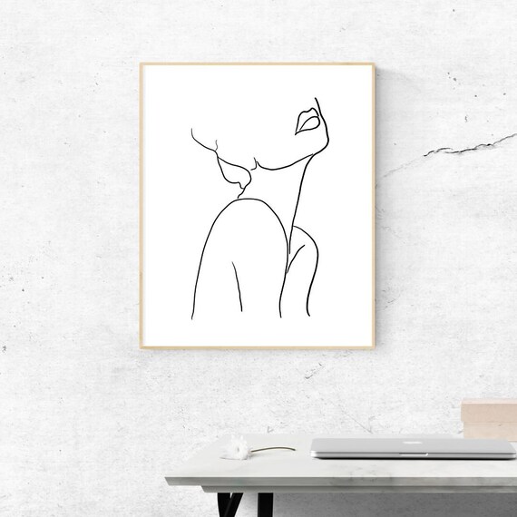 Woman Face Profile Lips Single Line Drawing Minimalist Art Print