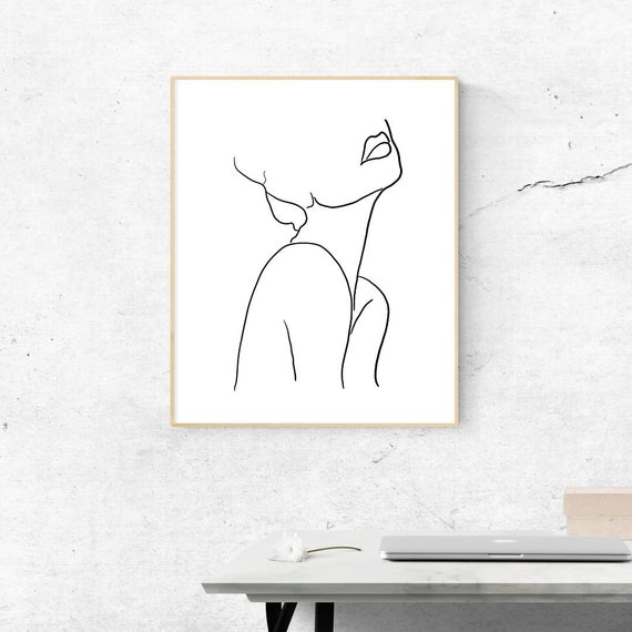 Woman Line Drawing Art Print Profile Minimalist Female Body Modern Poster Feminist