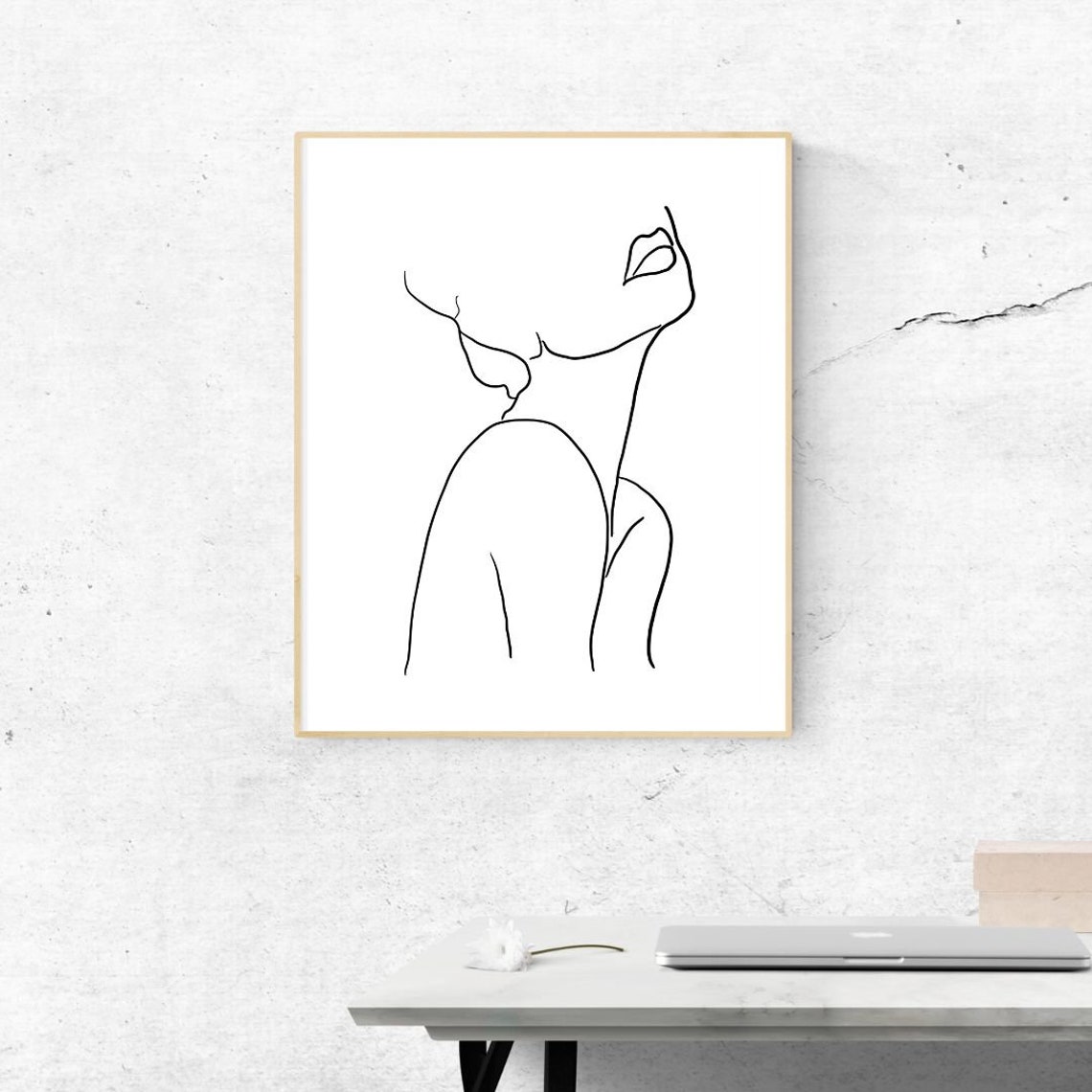 Woman Line Drawing Art Print Profile Minimalist Female Body Modern Poster Feminist