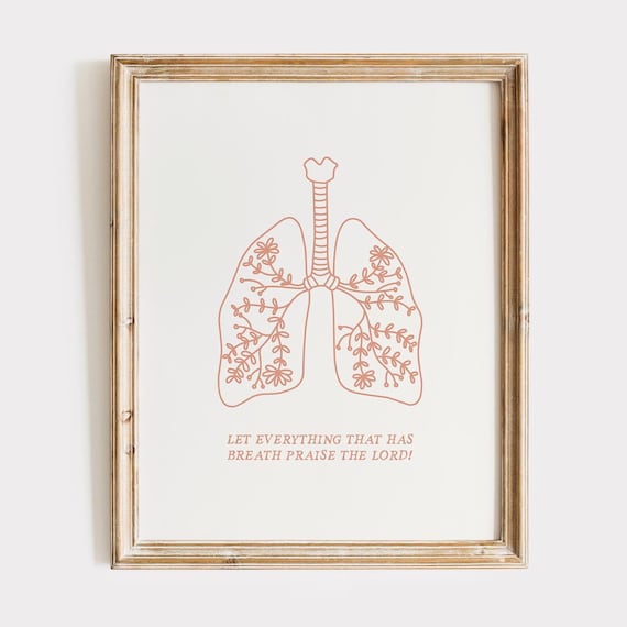 Praise The Lord Lungs Line Art Floral Christian Scripture Poster