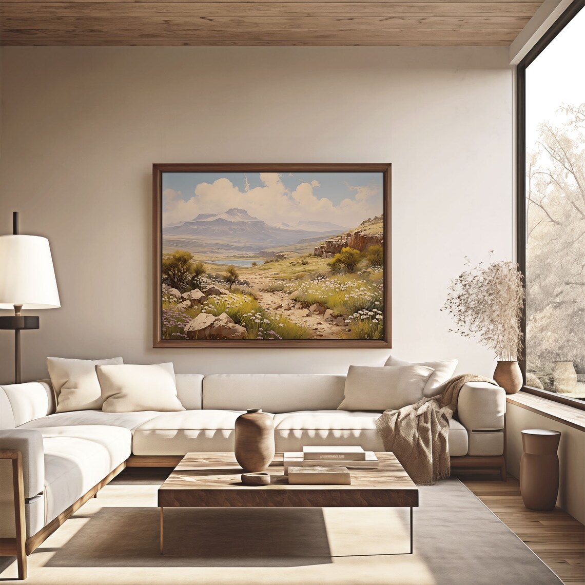 Desert Mesa Mountain Vista Wildflower Meadow Oil Painting Poster - Image 4