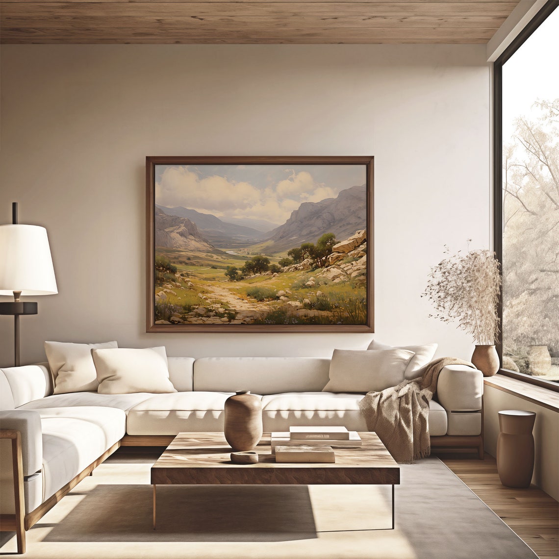 Golden Rocky River Valley Wide Open Mountain Landscape Poster - Image 4
