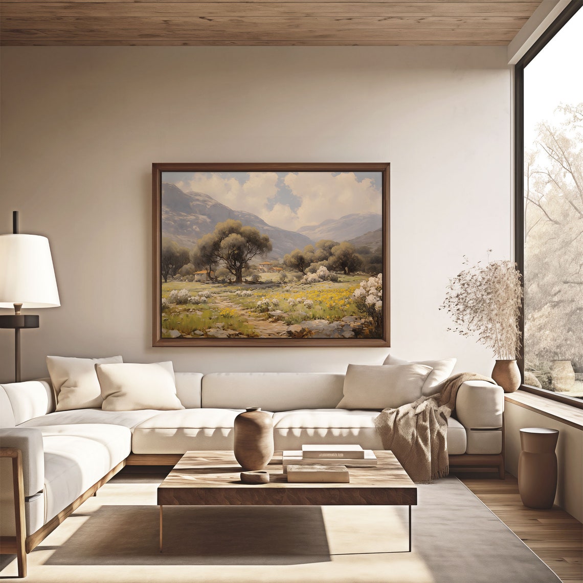 Mountain Meadow Wildflowers with Farmhouse Oil Painting Poster - Image 4