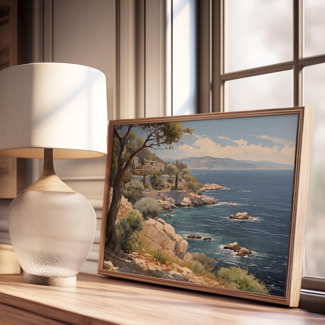 Rocky Mediterranean Coastline With Villa On Cliff Above Blue Sea Poster - Image 2