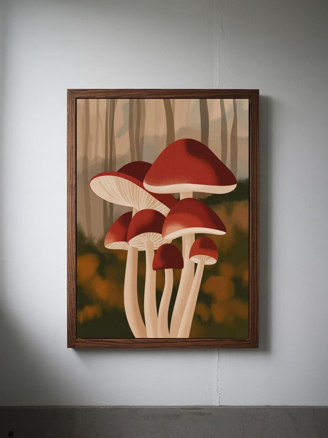 Whimsical Red Mushrooms Forest Nature Wall Art - Image 3