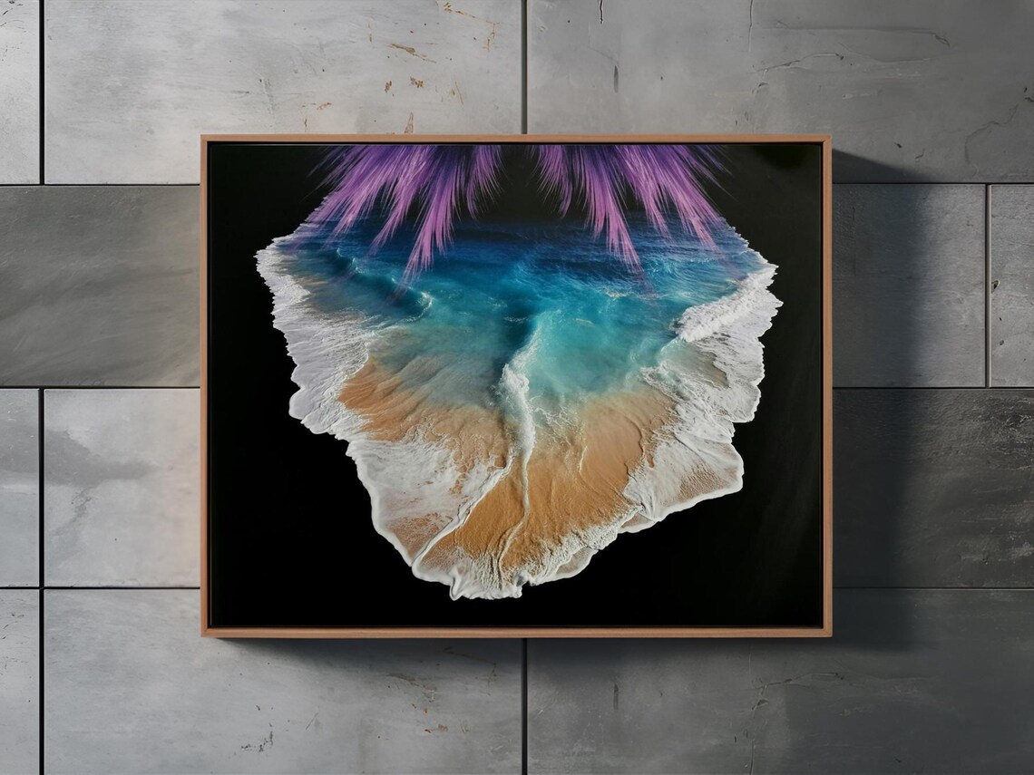 Arial Tropical Beach Minimalistic Art Print Nature Decor Wall Room - Image 2