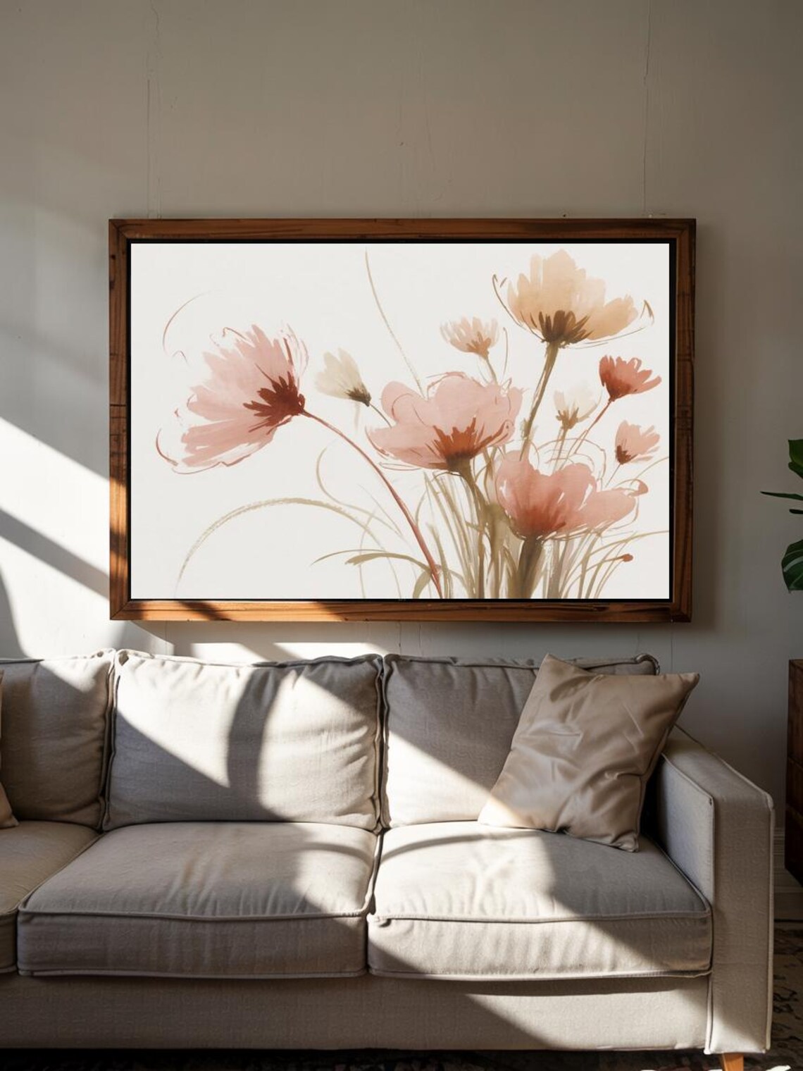 Abstract Blush Wildflowers Watercolor Soft Pink Meadow Floral Poster - Image 3